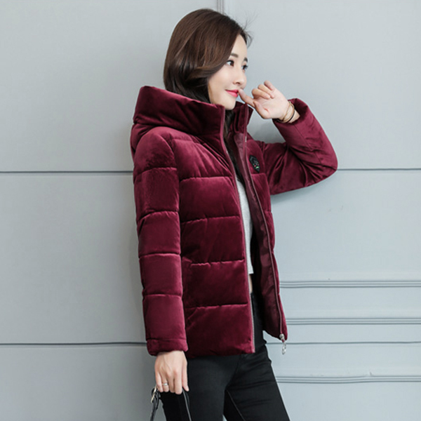 เสื้อโค้ทกำมะหยี่กันหนาวติดลบ ฮู้ดใหญ่ มีกระเป๋าคู่ (12231X)