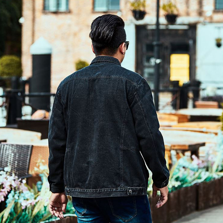 เสื้อแจ็กเก็ตยีนส์สีดำฟอก กระเป๋าคู่อก BIG SIZE (10318MM)