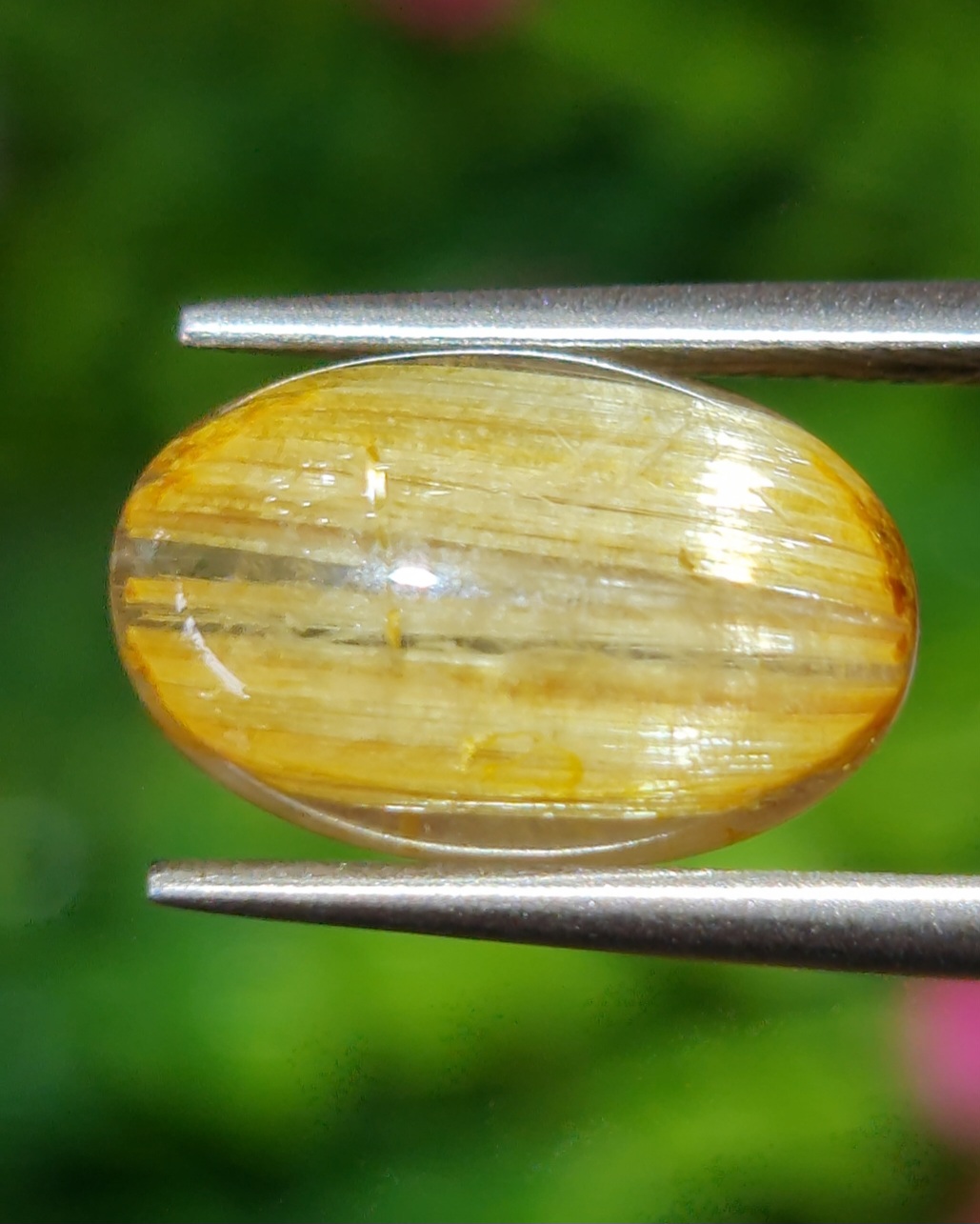 ตาแมว ไหมทอง ควอตซ์ Cat eye Golden Rutilated Quartz 5.18 กะรัต Cts.พลอยแท้ อัญมณีมงคลประจําวันเกิด เครื่องประดับพลอย