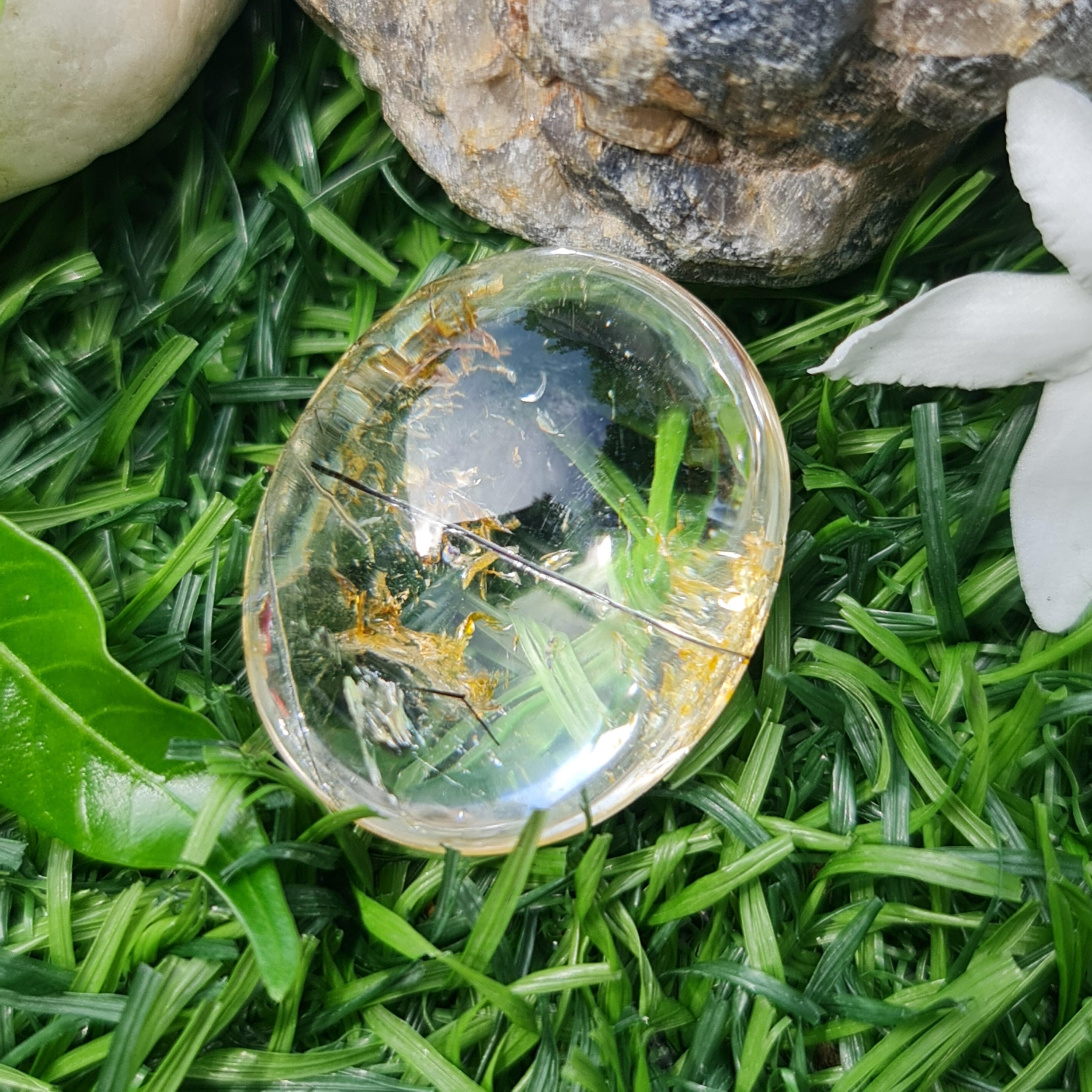 โป่งข่าม ควอตซ์ Rutilated Quartz 78.96 กะรัต Cts. พลอยแท้ อัญมณีมงคลประจําวันเกิด เครื่องประดับพลอย