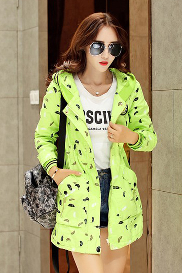 เสื้อแจ็คเก็ตกันหนาวตัวยาว มีฮู้ด แต่งกระเป๋าคู่ (12162X)