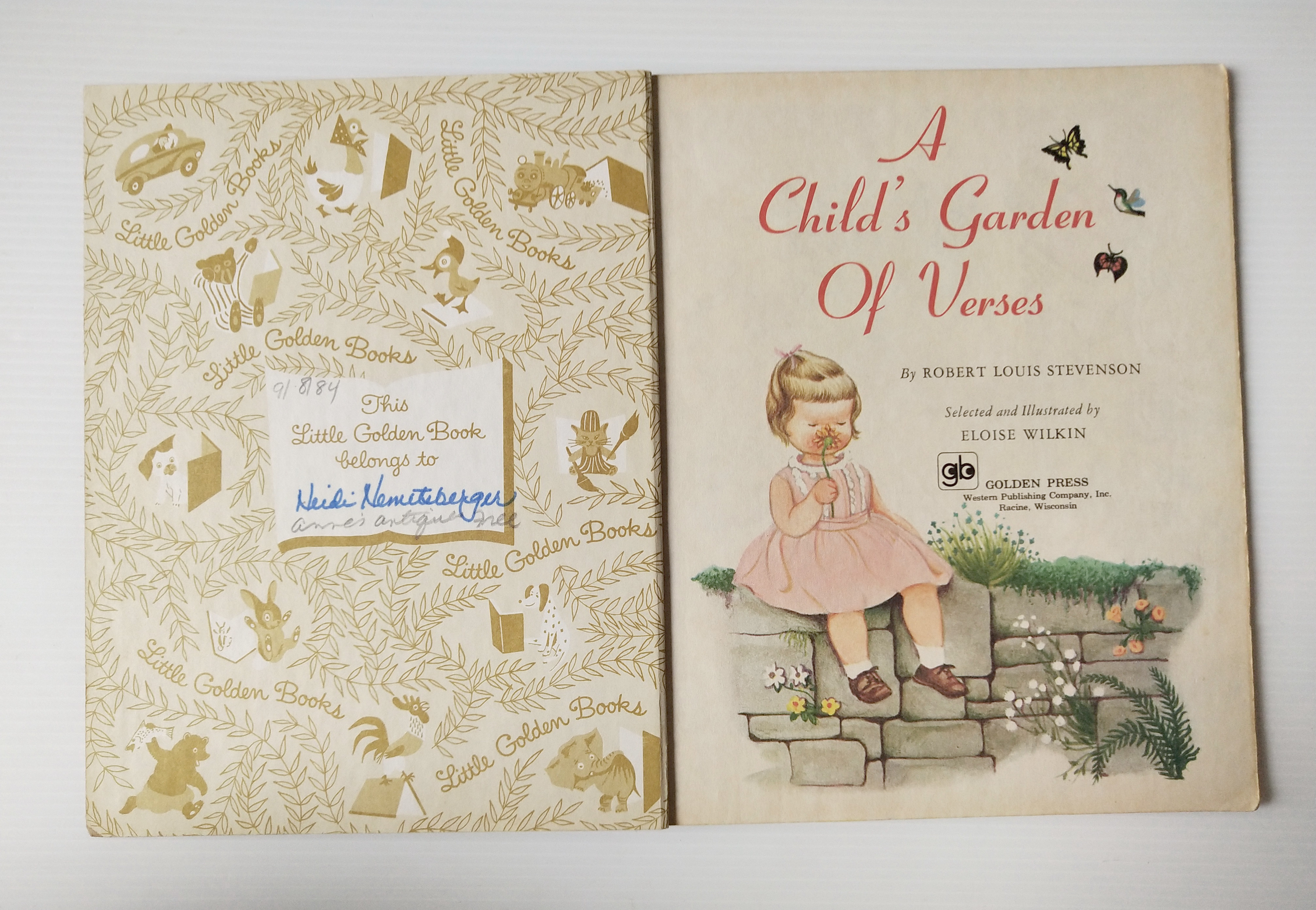 หนังสือภาพสวย **มีตำหนิ โปรดตรวจสอบทุกภาพ ฉบับภาษาอังกฤษ A little golden book, A child's Garden of Verses โดย Robert Louise Stevenson selected and Illustrated by Eloise Wilkin