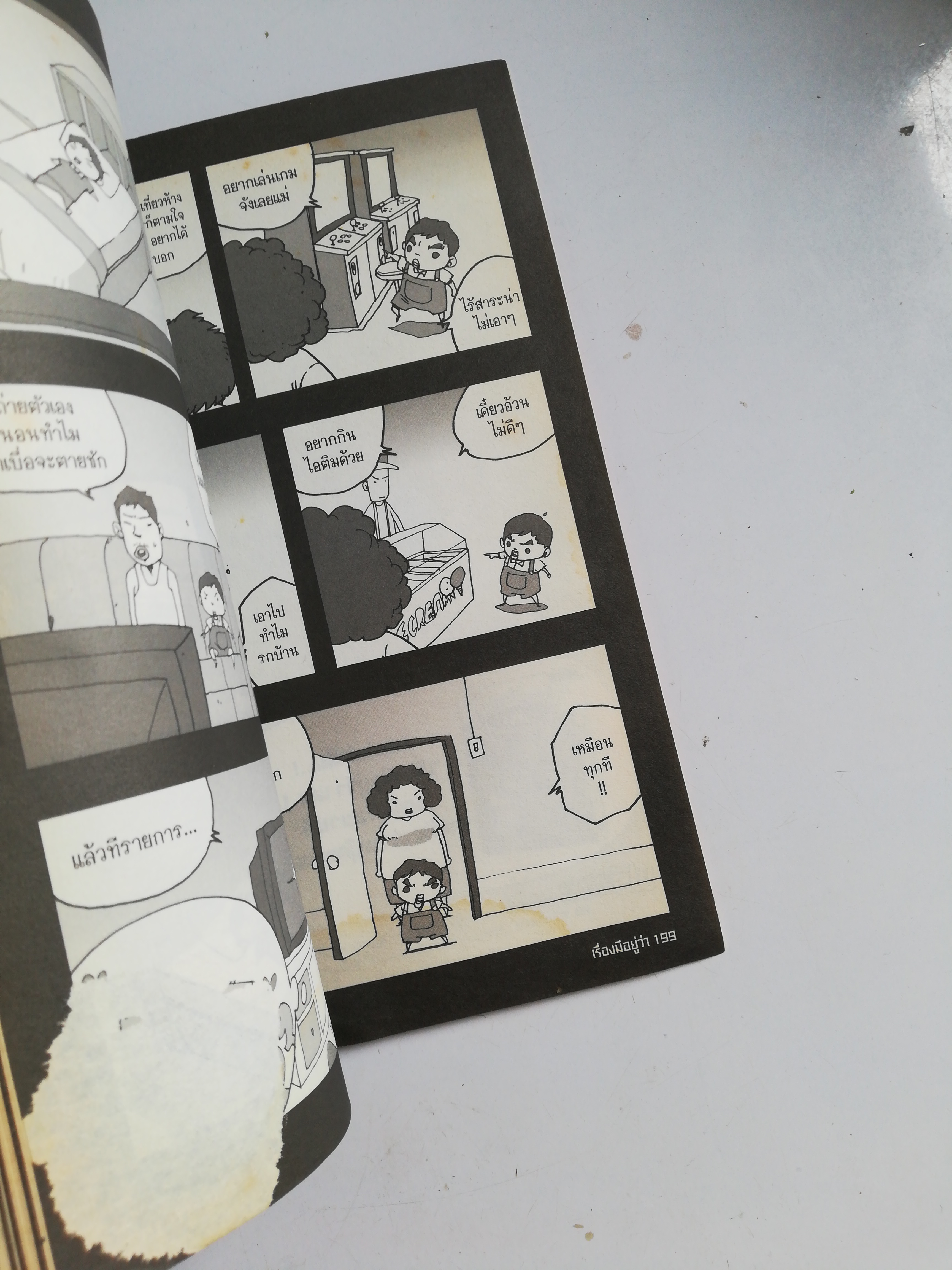 หนังสือการ์ตูนไทยเก่า** แต่มีตำหนิตามภาพ, หน้าหลังตั้งแต่ 197 เป็นต้นไปด้านล่างมีรอยตามภาพ, เรื่องมีอยู่ว่า ฉบับครอบครัวหัวขวด พิมพ์ครั้งที่ 6 ภาพและเรื่อง โดย เดอะดวง ปีที่พิมพ์พฤศจิกายน 2553