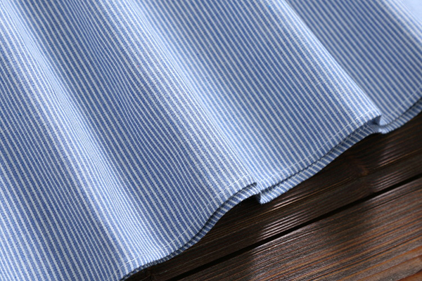 เดรสเชิ้ตแขนยาว เอวผูกจั๊ม ปักลายแมวน่ารัก (12296LM)