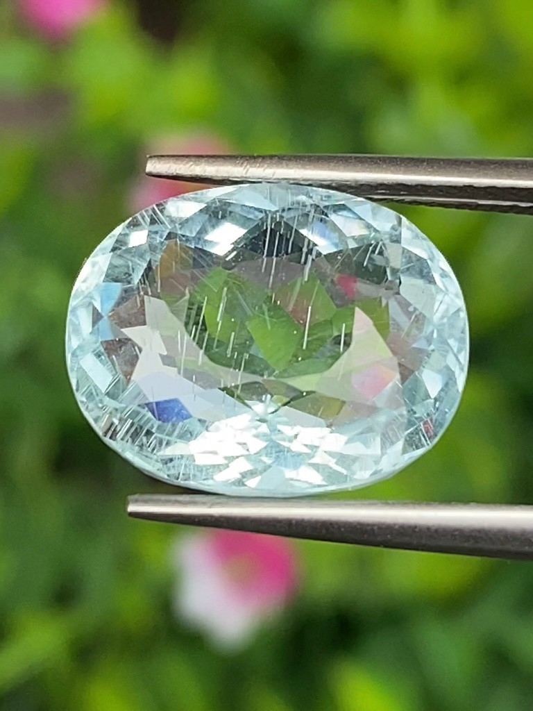 พลอย อความารีน Aquamarine 8.47 กะรัต (Cts.) พลอยแท้ อัญมณีมงคลประจําวันเกิด เครื่องประดับพลอย