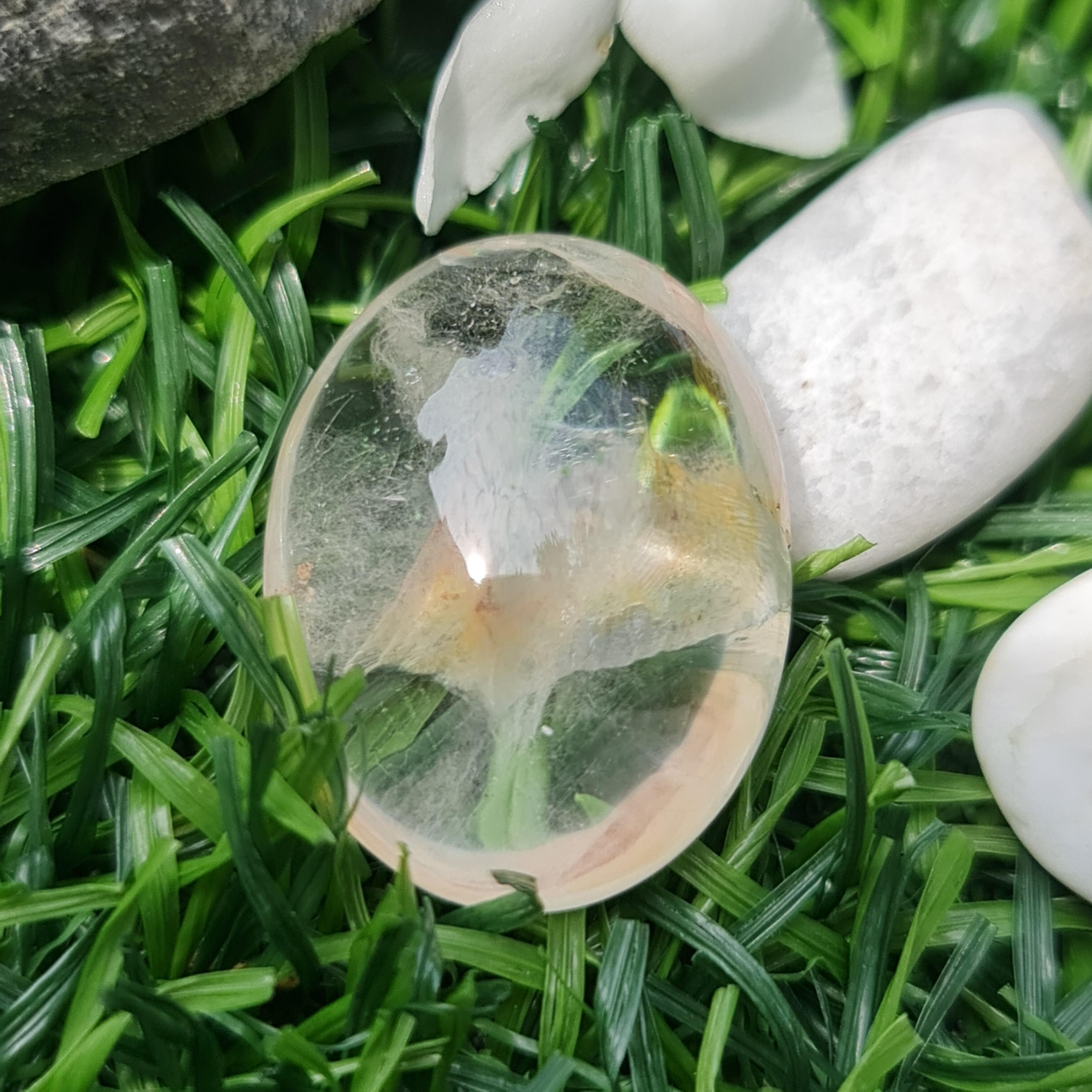 โป่งข่าม ควอตซ์ Rutilated Quartz 29.57 กะรัต Cts. พลอยแท้ อัญมณีมงคลประจําวันเกิด เครื่องประดับพลอย