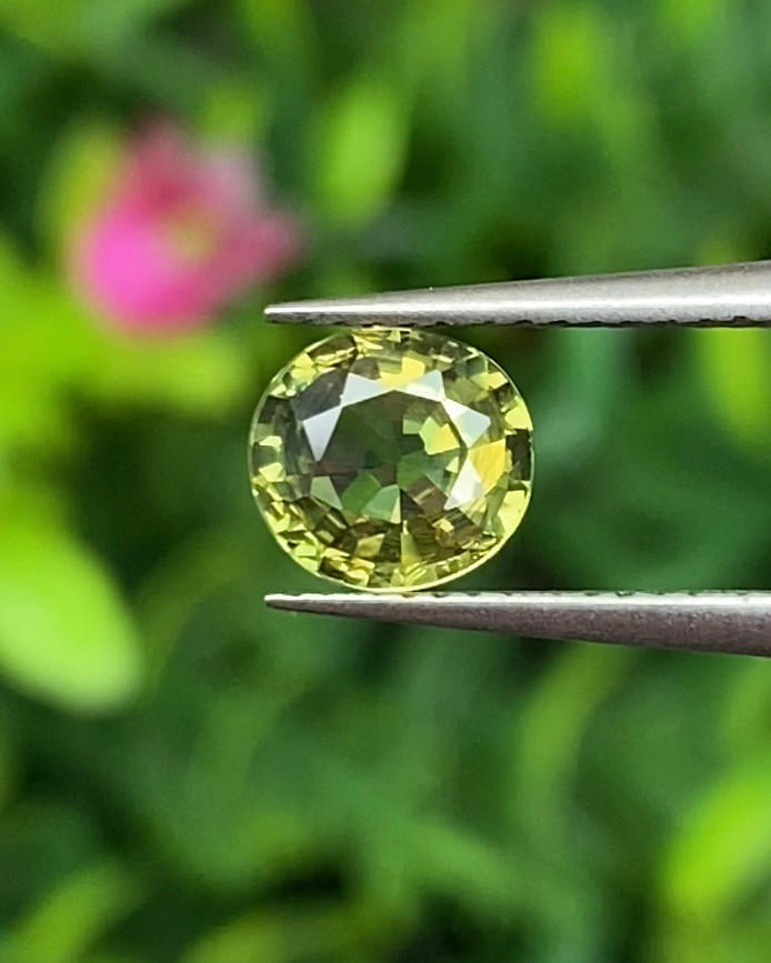พลอย บุษราคัม Yellow Sapphire 0.95 กะรัต (Cts.) ดิบ Unheated พลอยแท้ อัญมณีมงคลประจําวันเกิด เครื่องประดับพลอย