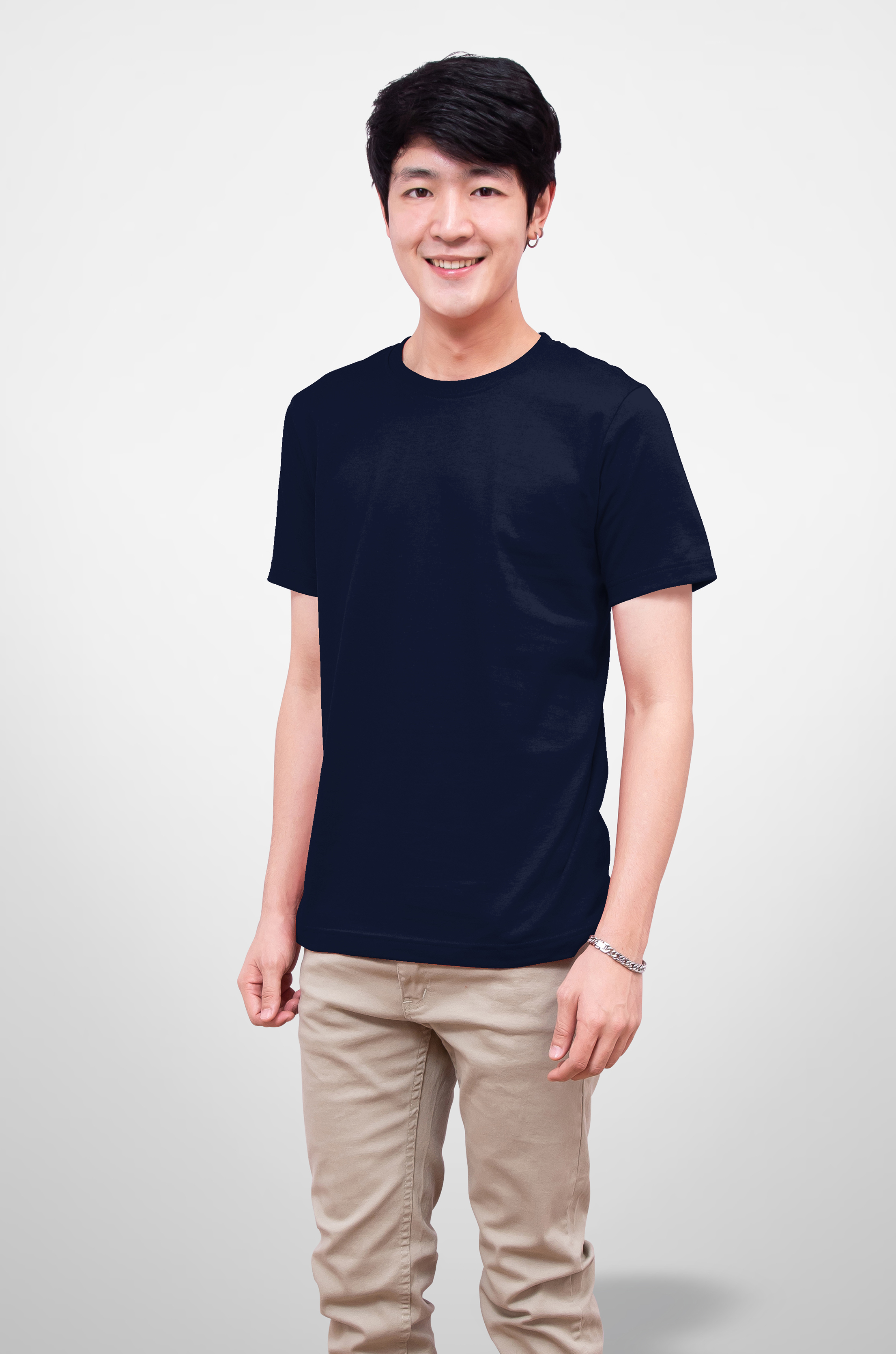 Noproblem Noproblem ยอดขาย No.1 รับประกัน ไม่ย้วย ไม่ยืด ผ้านุ่ม เสื้อยืด สีพื้น เสื้อยืดคอกลม สีกรมอ่อน