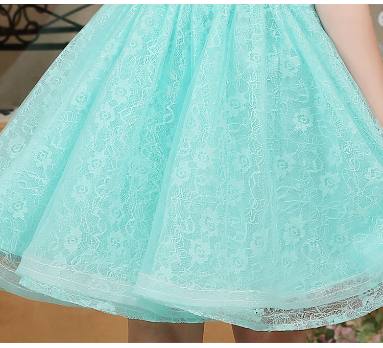 Pre-order ชุดราตรีเด็ก ชุดออกงาน ชุดกระโปรง ผ้าลูกไม้ แต่งโบว์ที่ไหล่ มีซิปหลัง