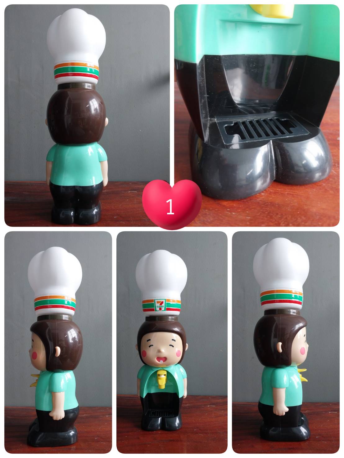 ของสะสมน่ารัก ตู้กดน้ำรูปตุ๊กตา7-11 ใส่น้ำบริเวณหมวกสีขาว กรุณาเลือกแบบ