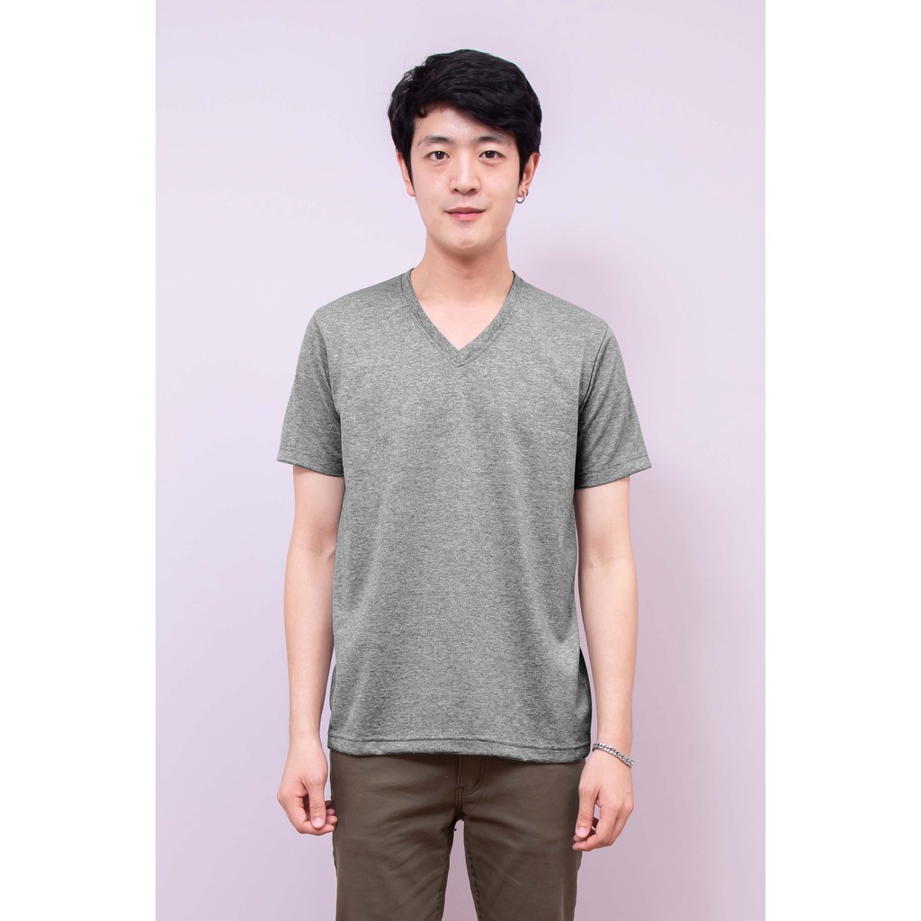 เสื้อยืด OV102 คอวี ผ้าCotton100% 32 เนื้อนุ่ม ใส่สบาย สีท็อปดราย
