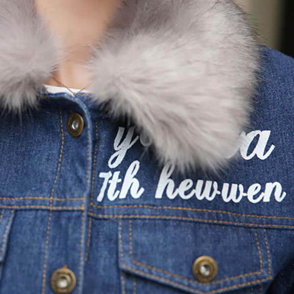 เสื้อแจ็คเก็ตกันหนาวบุผ้าขนแกะใส่ติดลบ คอปกแต่งเฟอร์ถอดได้ (12042X)