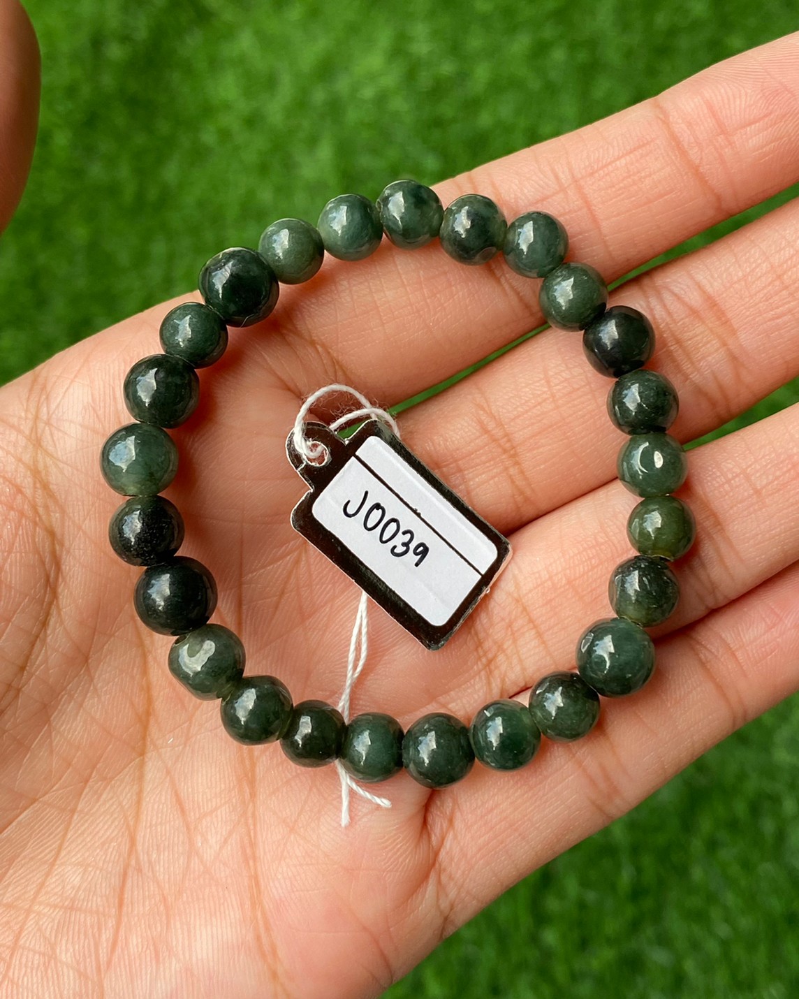 J0039 หยก พม่า แท้ Jade กำไล ประคำหยก (Jadeite Beads Bracelet) พม่า (Myanmar)