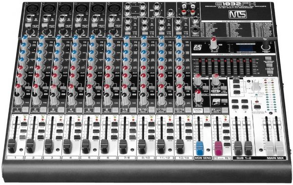 NTS E1832FX มิกเซอร์ 14 อินพุท (6 โมโน 4 สเตอริโอ) + เอ็ฟเฟ็กต์ Mixer 14 CH.