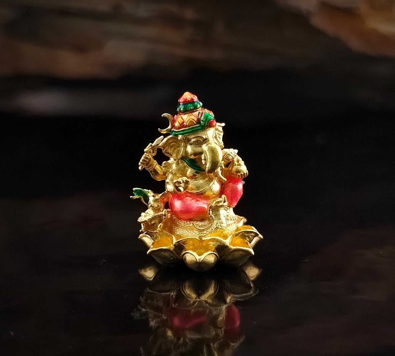 พระพิฆเนศ รุ่น อนันตสุข รหัส1 เนื้อบรอนซ์ชุบทองลงยา