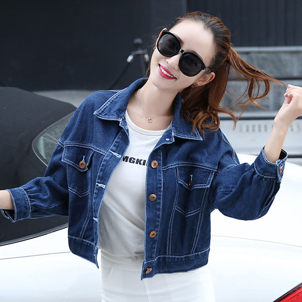 เสื้อแจ็คเก็ตยีนส์ตัวสั้น หลังปักลายสวย (11871X)