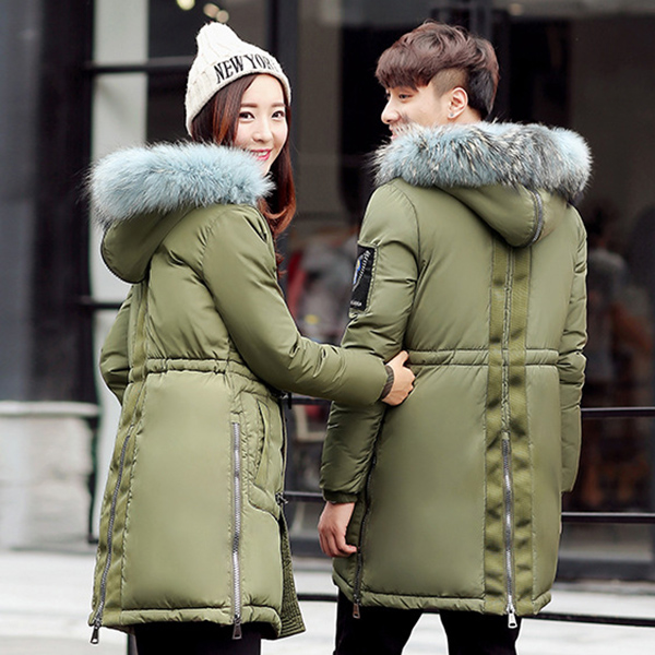 เสื้อโค้ทกันหนาวลุยหิมะ มีฮู้ดเฟอร์ถอดได้ คอลเลคชั่นคู่รัก (11629X)