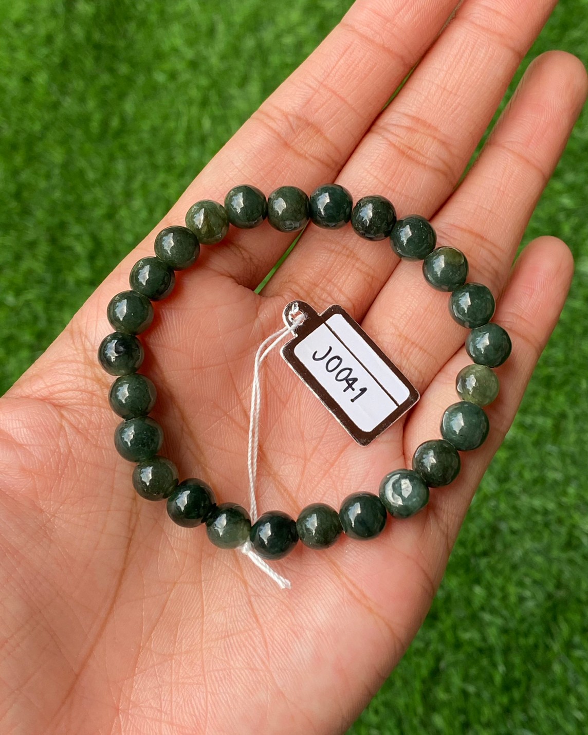 J0041 หยก พม่า แท้ Jade กำไล ประคำหยก (Jadeite Beads Bracelet) พม่า (Myanmar)