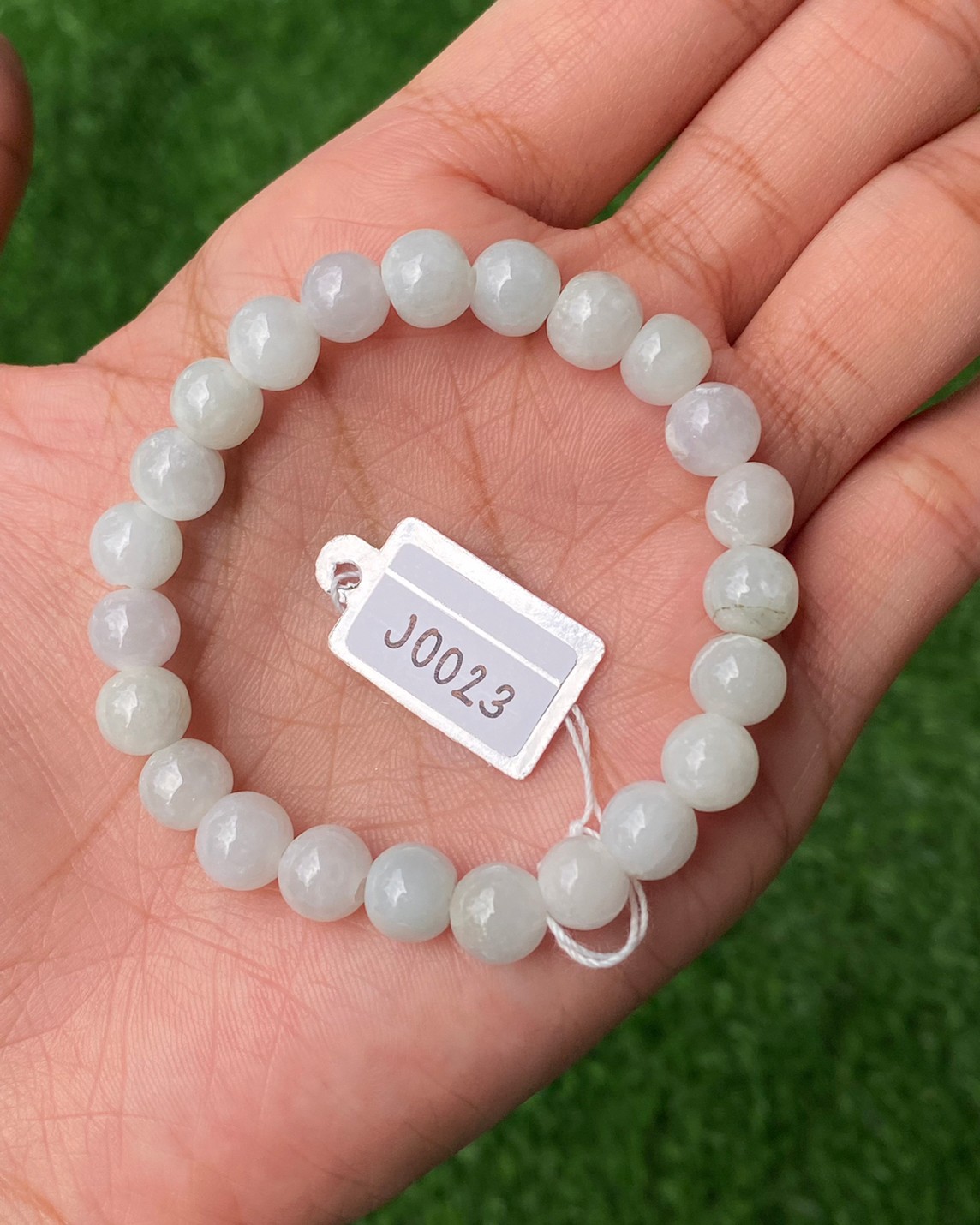 J0023 หยก พม่า แท้ Jade กำไล ประคำหยก (Jadeite Beads Bracelet) พม่า (Myanmar)