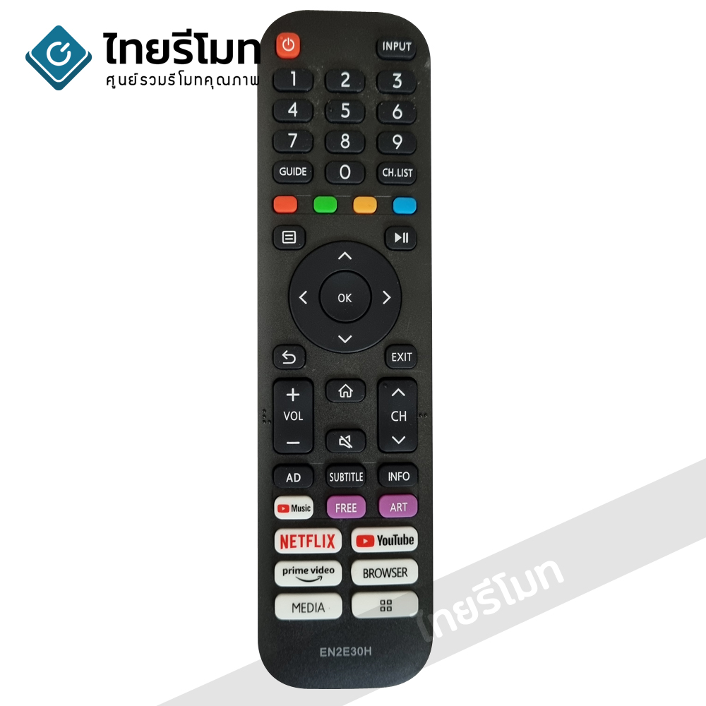 รีโมททีวี Hisense รุ่น EN2E30H ปุ่มตรง รูปทรงแบบนี้ จะใช้แทนตัวเดิมได้เลยครับ