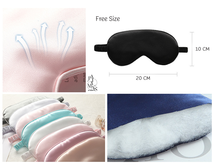 🚩พร้อมส่ง🚩ผ้าปิดตาซาตินหนานุ่ม แบบสวมหัวยางยืด ผ้าไหมนุ่มลื่นละมุนผิว กันแสงมิด - Sleeping eye cover (AC141-แบบเรียบ)