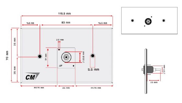 CM CM-W5101XR แผ่นติด RCA แบบ Shell 1 ช่อง