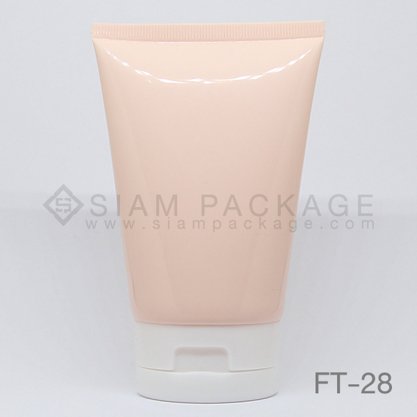 หลอดโฟมสีชมพู ฝาสีขาว หลอดครีม รหัส FT-28