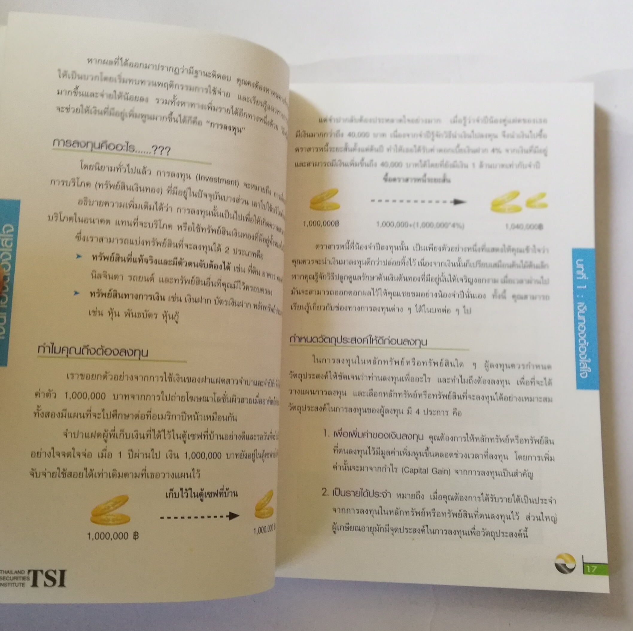 หนังสือการเงิน "เงินทองต้องใส่ใจ Understanding Personal Finance" โดย TSI Investor Education ตลาดหลักทรัพย์แห่งประเทศไทย พิมพ์ครั้งที่3 ตุลาคม 2546 เพิ่มเนื้อหาใหม่
