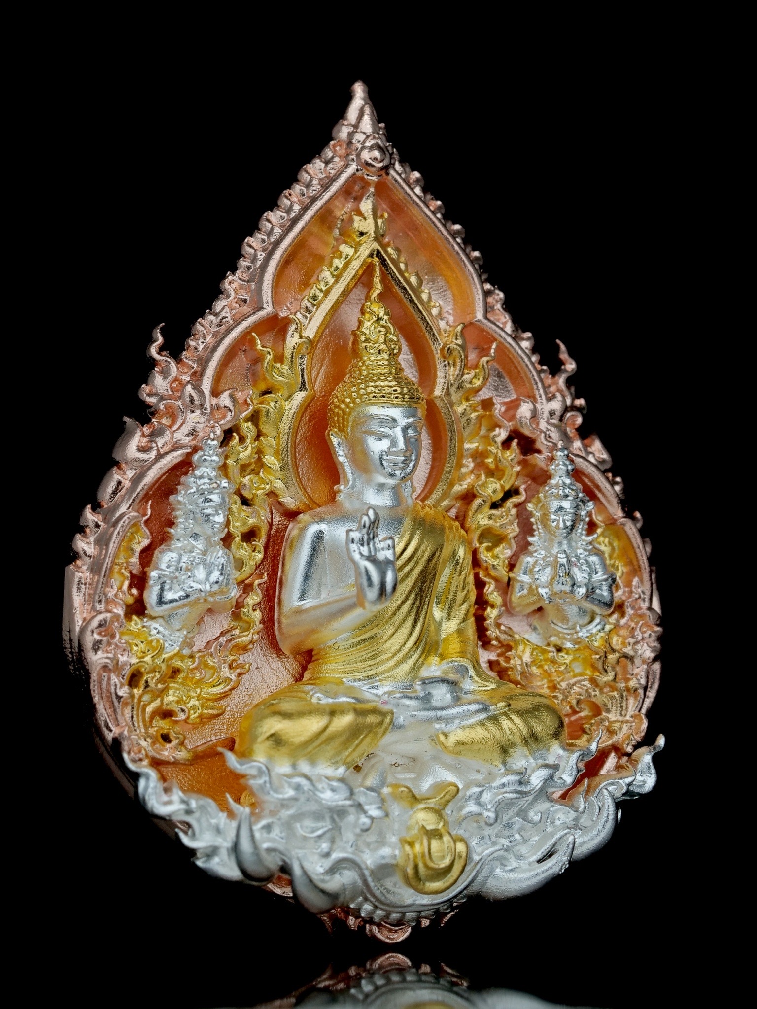 พระพุทธประทานพร รุ่น พุทธบารมี รหัส7 เนื้อบรอนซ์ชุบ3K