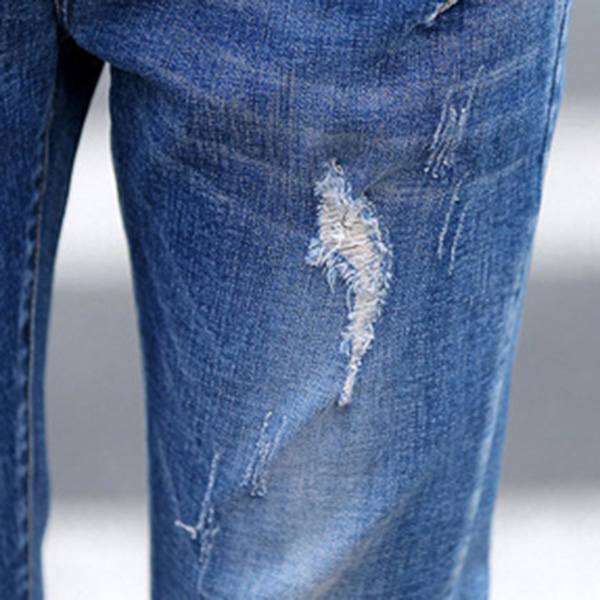 กางเกงยีนส์ทรงสกินนี่ ขายาวแปดส่วน แต่งขาแนวเซอร์ (11459X)