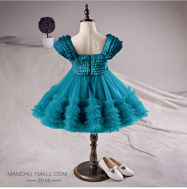 Pre-order ชุดราตรีเด็ก ชุดออกงาน ชุดกระโปรง สไตล์เจ้าหญิง แขนกุด จับจีบช่วงอก กระโปรงตาข่าย ซิปหลัง