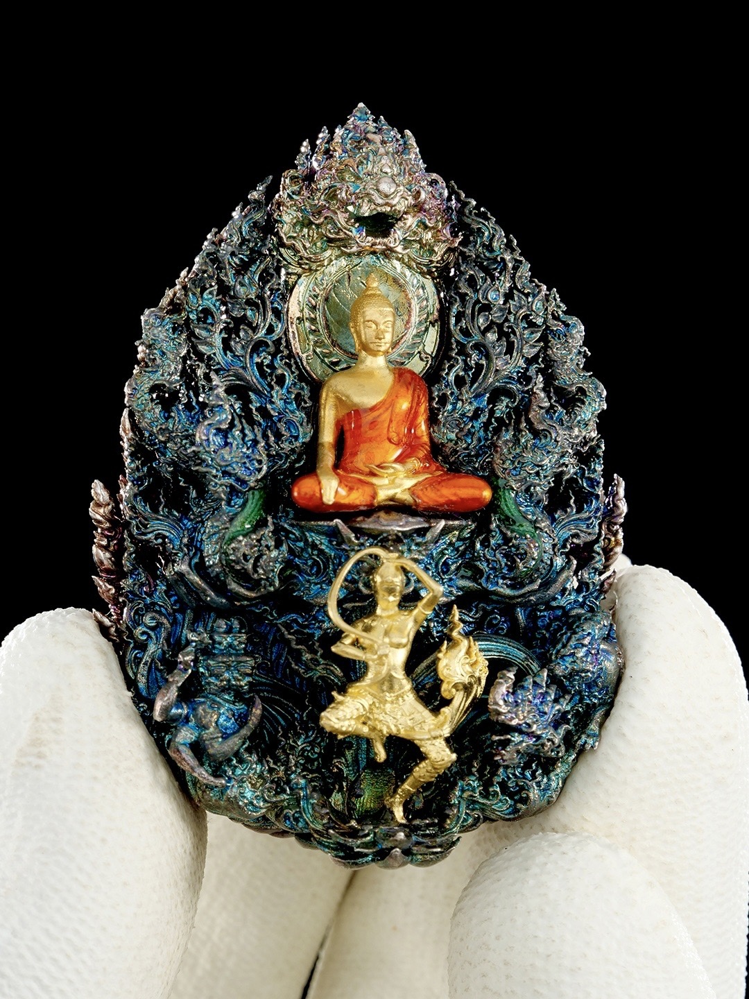 พระพุทธชัยมงคลพัฒน์บารมี เจริญลาภชนะมาร รายการศูนย์จอง เนื้อสัมฤทธิ์ชุบรุ้ง องค์พระชุบทองลงยา