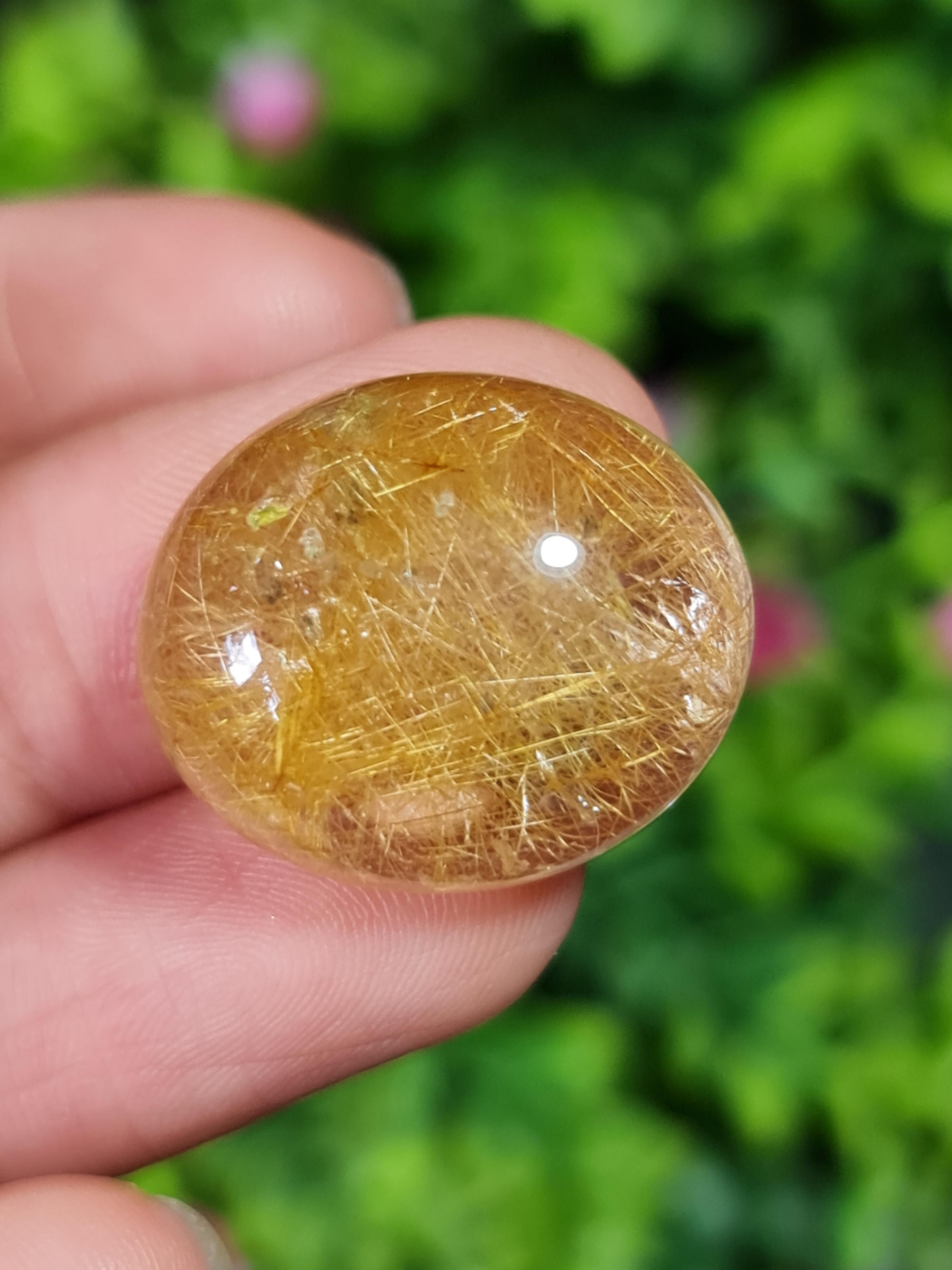 ไหมทอง ควอตซ์ Golden Rutilated Quartz 39.24 กะรัต Cts.พลอยแท้ อัญมณีมงคลประจําวันเกิด เครื่องประดับพลอย