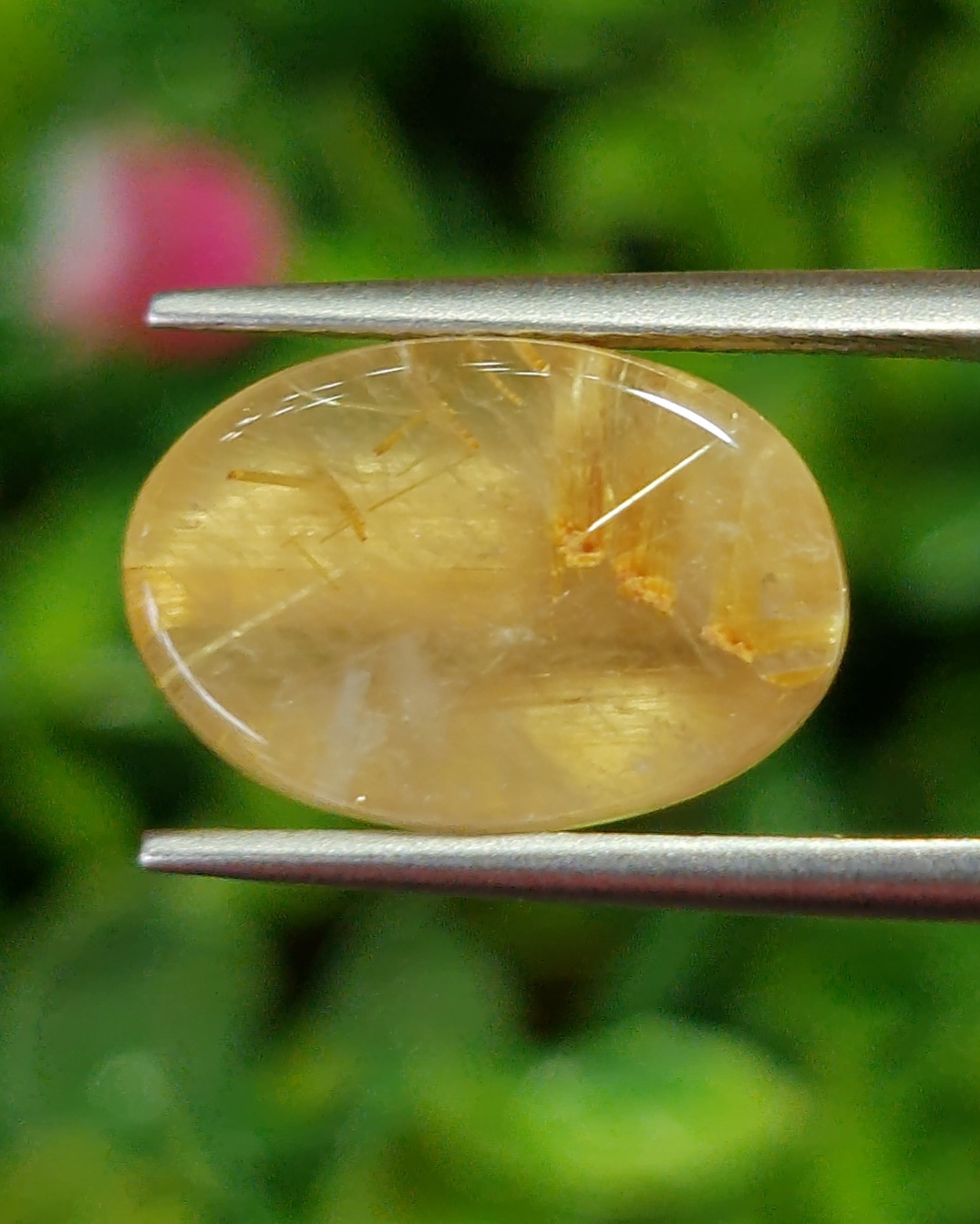 ตาแมว ไหมทอง ควอตซ์ Cat eye Golden Rutilated Quartz 6.98 กะรัต Cts.พลอยแท้ อัญมณีมงคลประจําวันเกิด เครื่องประดับพลอย