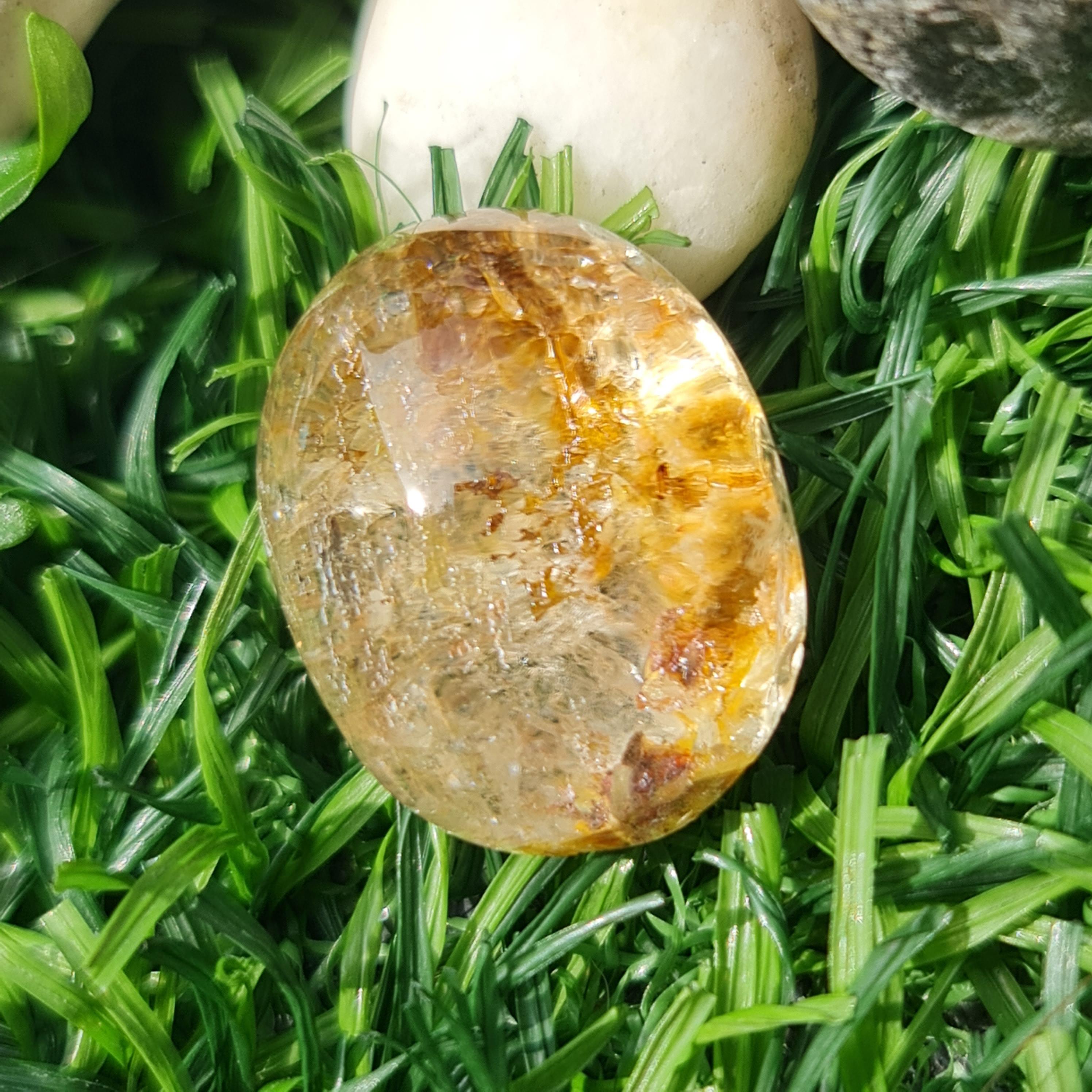 โป่งข่าม ควอตซ์ Rutilated Quartz 30.26 กะรัต Cts. พลอยแท้ อัญมณีมงคลประจําวันเกิด เครื่องประดับพลอย