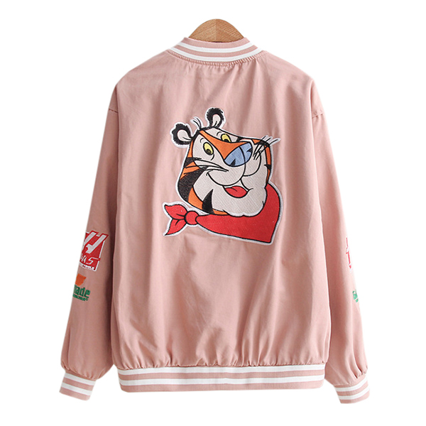 Bomber Jacket เสื้อแจ็คเก็ตกันลมกันหนาว แต่งปักลายการ์ตูนน่ารัก (12350LM)
