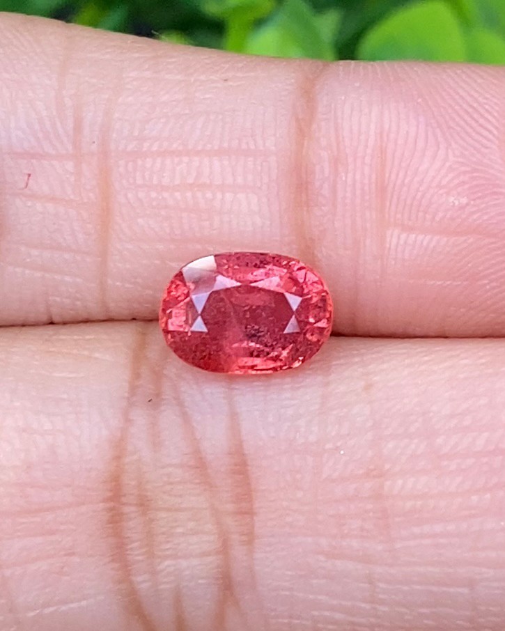 พลอย ซองเจีย ส้มอมชมพู (Pinkish Orange Sapphire) 2.31 กะรัต (Cts.) พลอยแท้ อัญมณีมงคลประจําวันเกิด เครื่องประดับพลอย