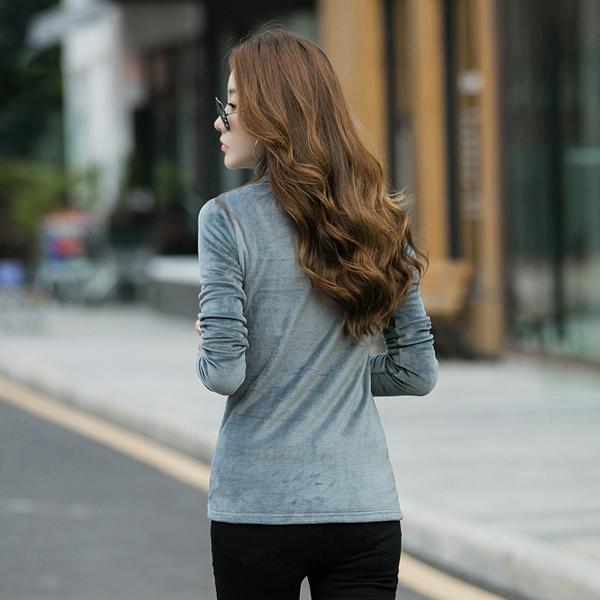 เสื้อกำมะหยี่คอเต่า แขนยาว ผ้าหนานุ่มสองด้าน (12337X)