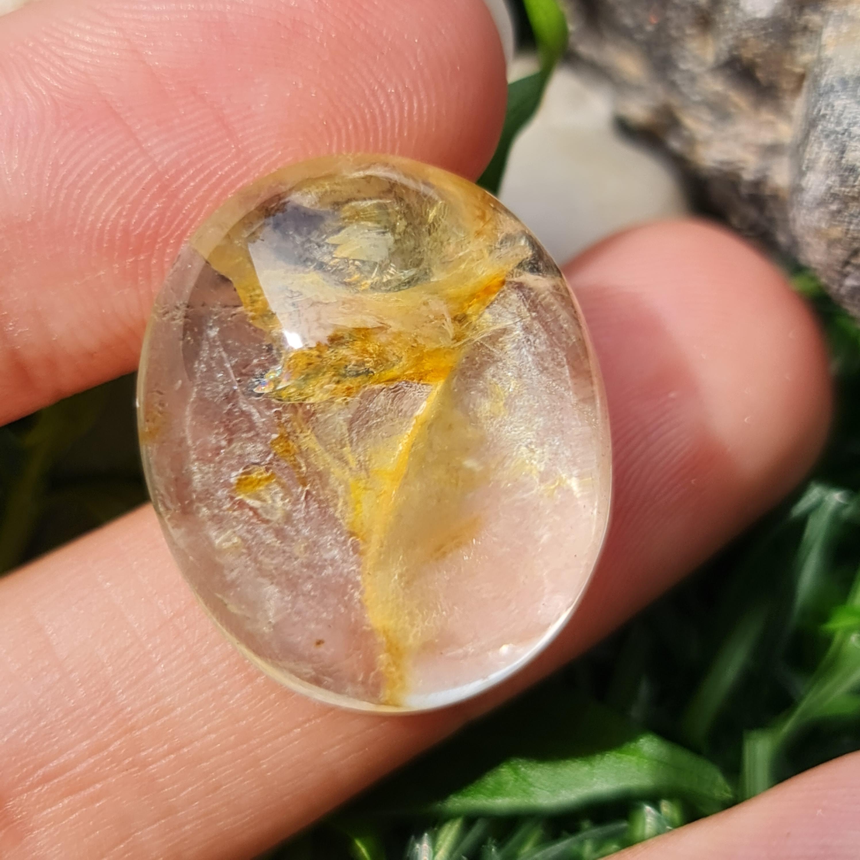 โป่งข่าม ควอตซ์ Rutilated Quartz 31.58 กะรัต Cts. พลอยแท้ อัญมณีมงคลประจําวันเกิด เครื่องประดับพลอย
