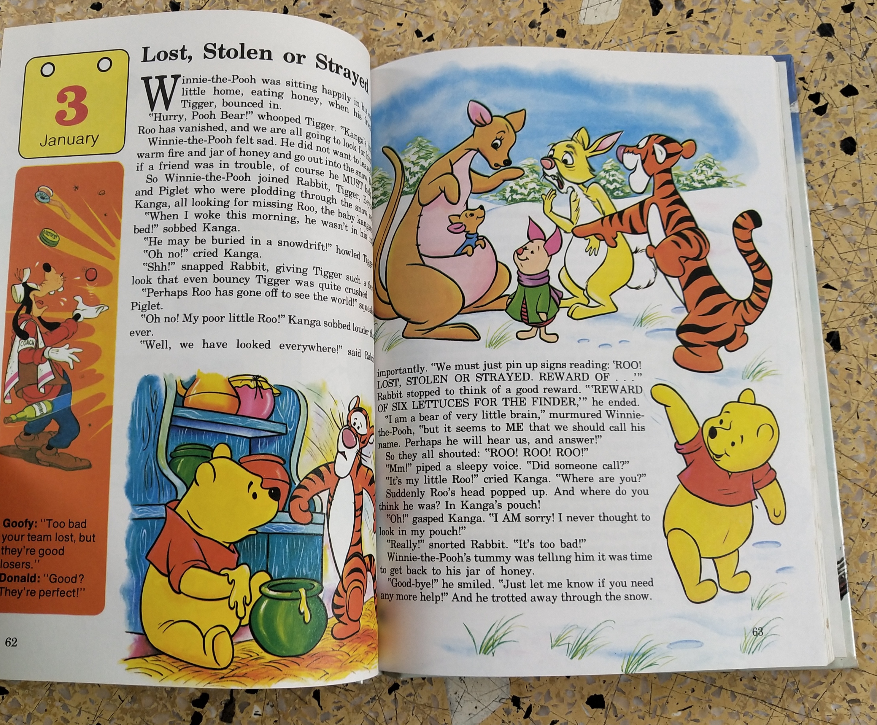 หนังสือภาพการ์ตูนดิสนีย์น่ารัก **หนังสิอเก่า มีตำหนิ โปรดตรวจสอบทุกภาพ ปกแข็ง ฉบับภาษาอังกฤษ เล่าเรื่องราวของทุกวันในฤดูหนาว ผ่านตัวการ์ตูนจากดิสนีย์ Story a Day for every day of the year ,Winter