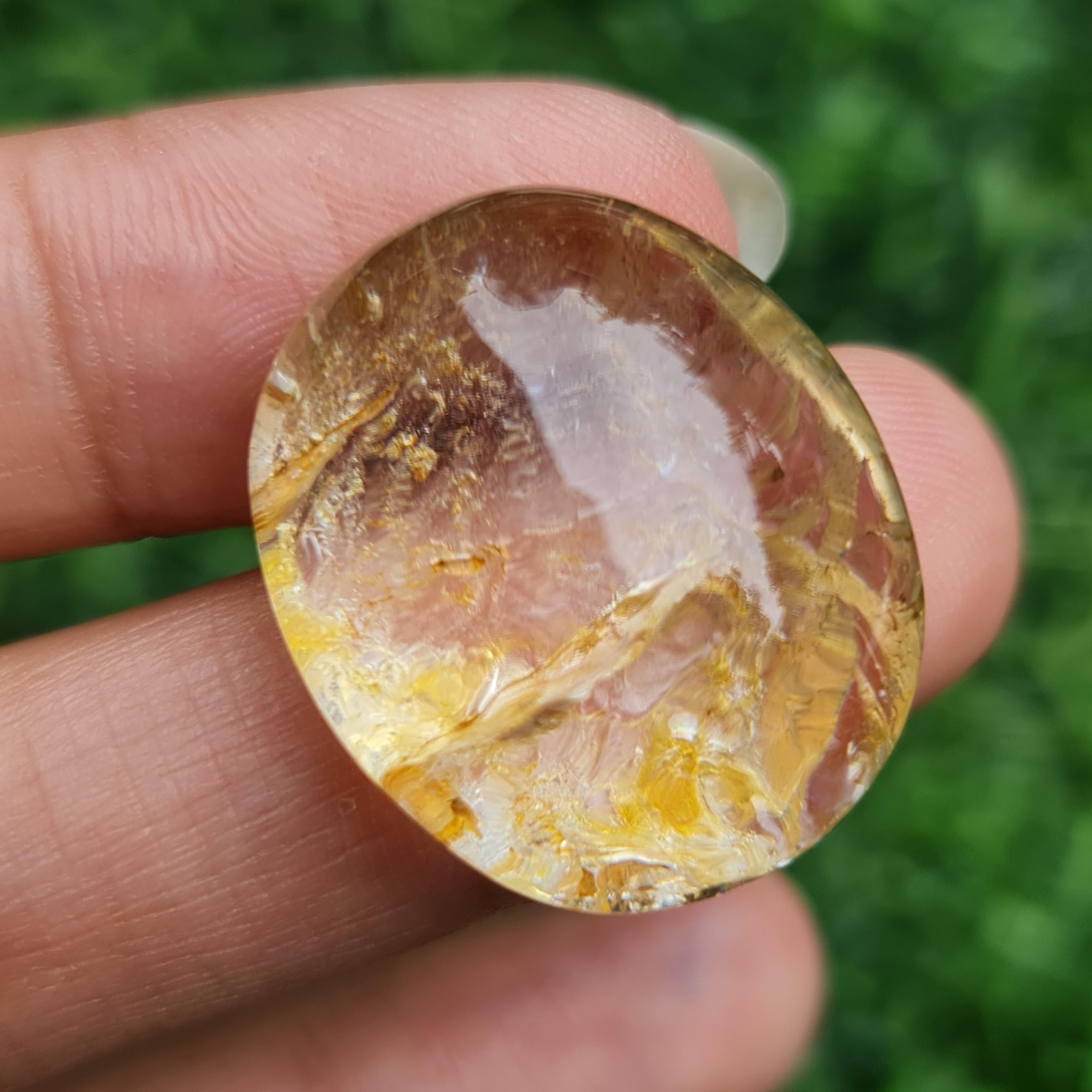 โป่งข่าม ควอตซ์ Rutilated Quartz 49.15 กะรัต Cts. พลอยแท้ อัญมณีมงคลประจําวันเกิด เครื่องประดับพลอย