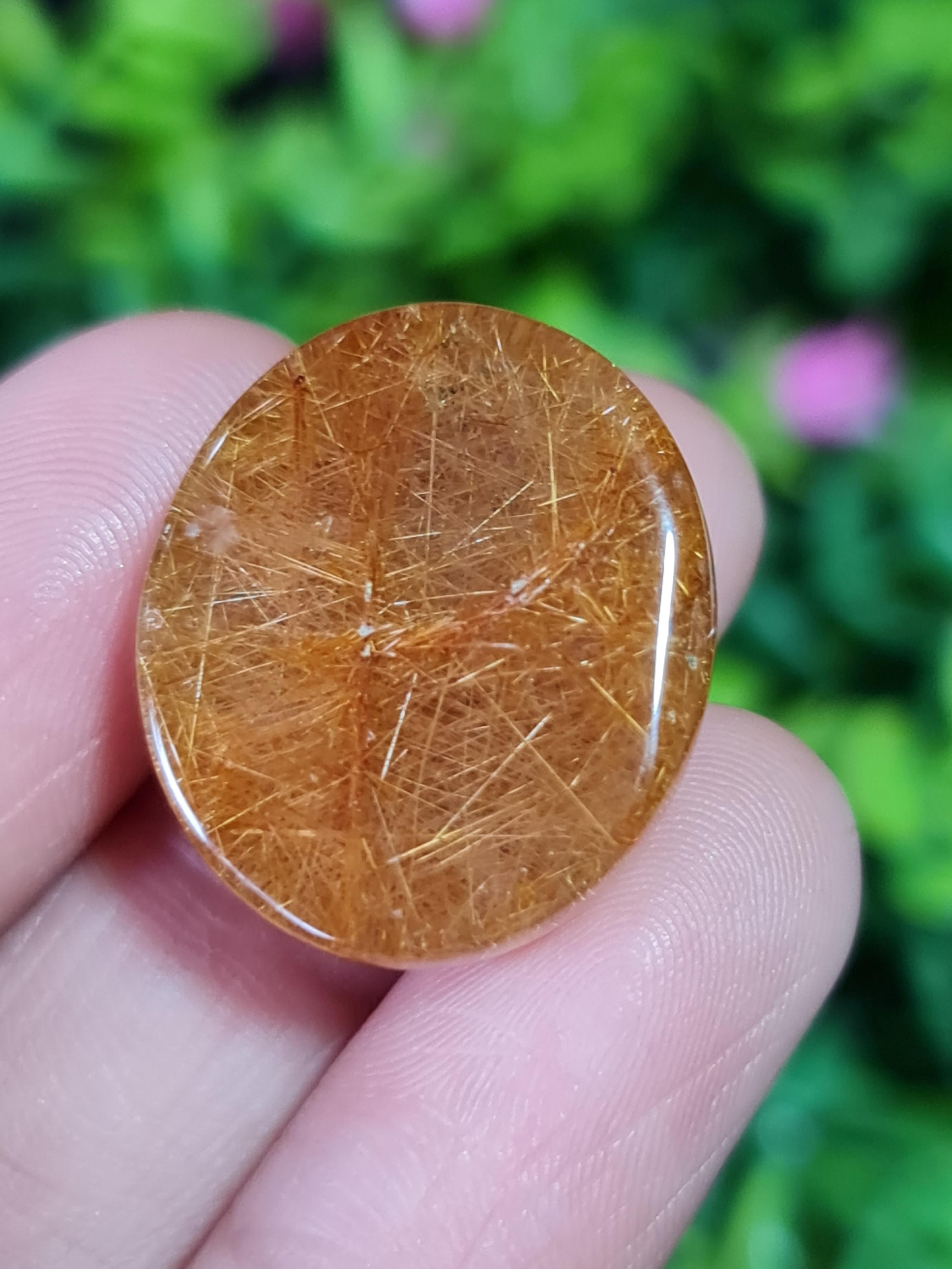 ไหมทอง ควอตซ์ Golden Rutilated Quartz 41.04 กะรัต Cts.พลอยแท้ อัญมณีมงคลประจําวันเกิด เครื่องประดับพลอย