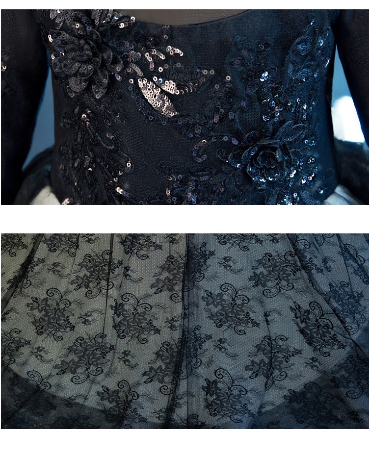 Pre-order ชุดราตรีสั้น ชุดออกงาน แขนยาว สีดำ ฉลุลูกไม้ เรียบหรู หางยาว ซิปหลัง