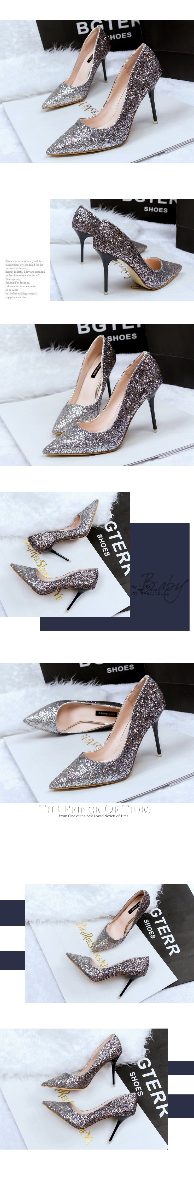 รองเท้าออกงาน รองเท้าส้นสูง แต่งกากเพชร ไล่สี สวยหรู