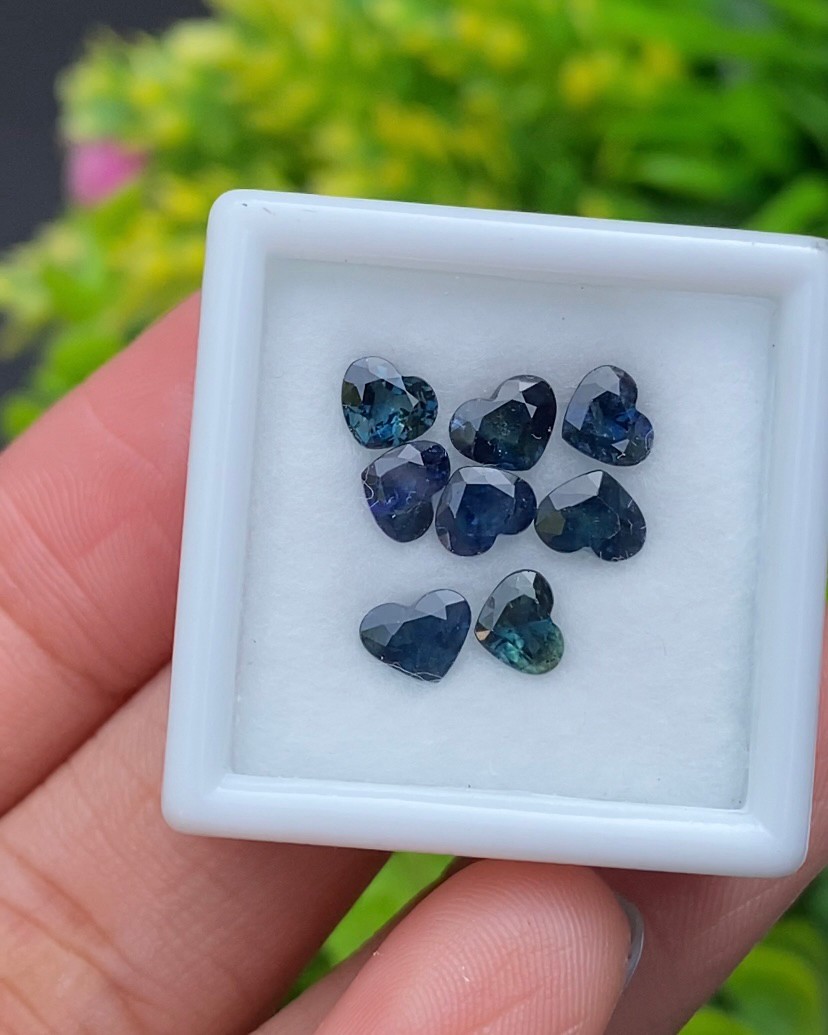 พลอย แซฟไฟร์ 2 สี Bi Color Sapphire 8 เม็ด 3.16 กะรัต (Cts.) พลอยแท้ อัญมณีมงคลประจําวันเกิด เครื่องประดับพลอย