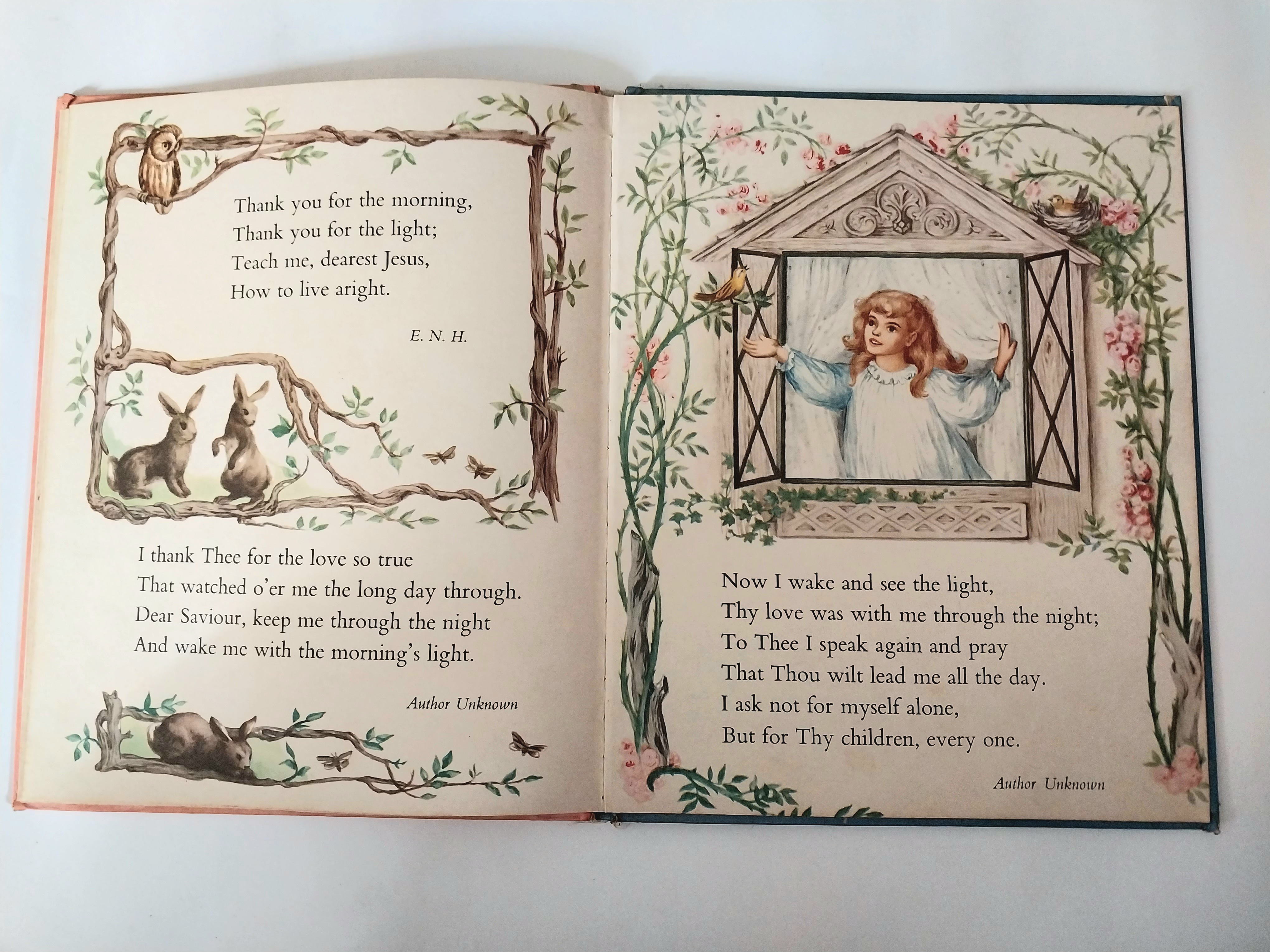 มีหลายภาพ** มีตำหนิตามภาพ หนังสือนิทานเก่า ภาษาอังกฤษ ปกแข็งภาพสวยมีตำหนิตามภาพ, my first Book of Preyer compiled by Mary Juergens, Pictures by Ruth Ives