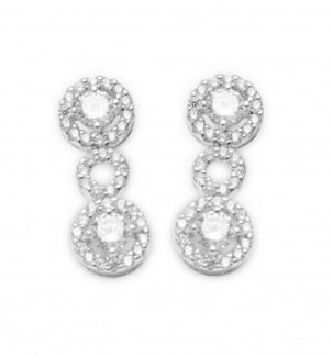 ต่างหูเพชร 3 วงยาว งานCostume Jewelry เพชร รุ่่น Princess แบรนด์ Shali