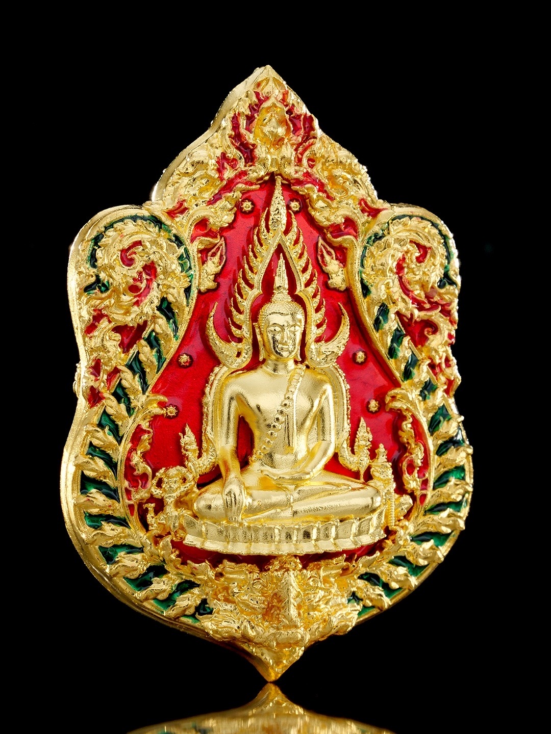 เหรียญเสมาพระพุทธชินราช รุ่น จตุมหามงคล666ปี รายการพิเศษศูนย์จอง เนื้อบรอนซ์ชุบทองลงยา (ด้านหน้า/พระพุทธชินราช ด้านหลัง/ท้าวเวสสุวรรณ)