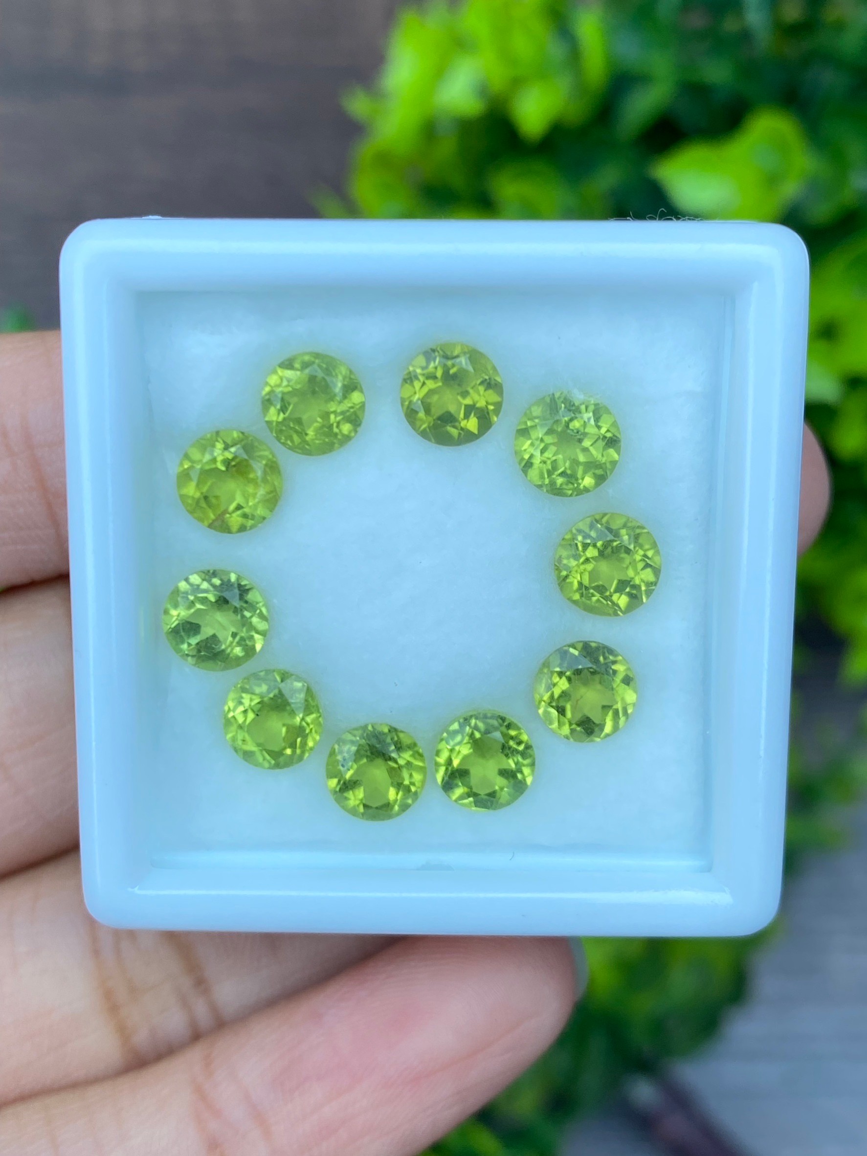 พลอย เพอริดอต Peridot 9.28 กะรัต (Cts.) 10 เม็ด (pcs.) พลอยแท้ อัญมณีมงคลประจําวันเกิด เครื่องประดับพลอย