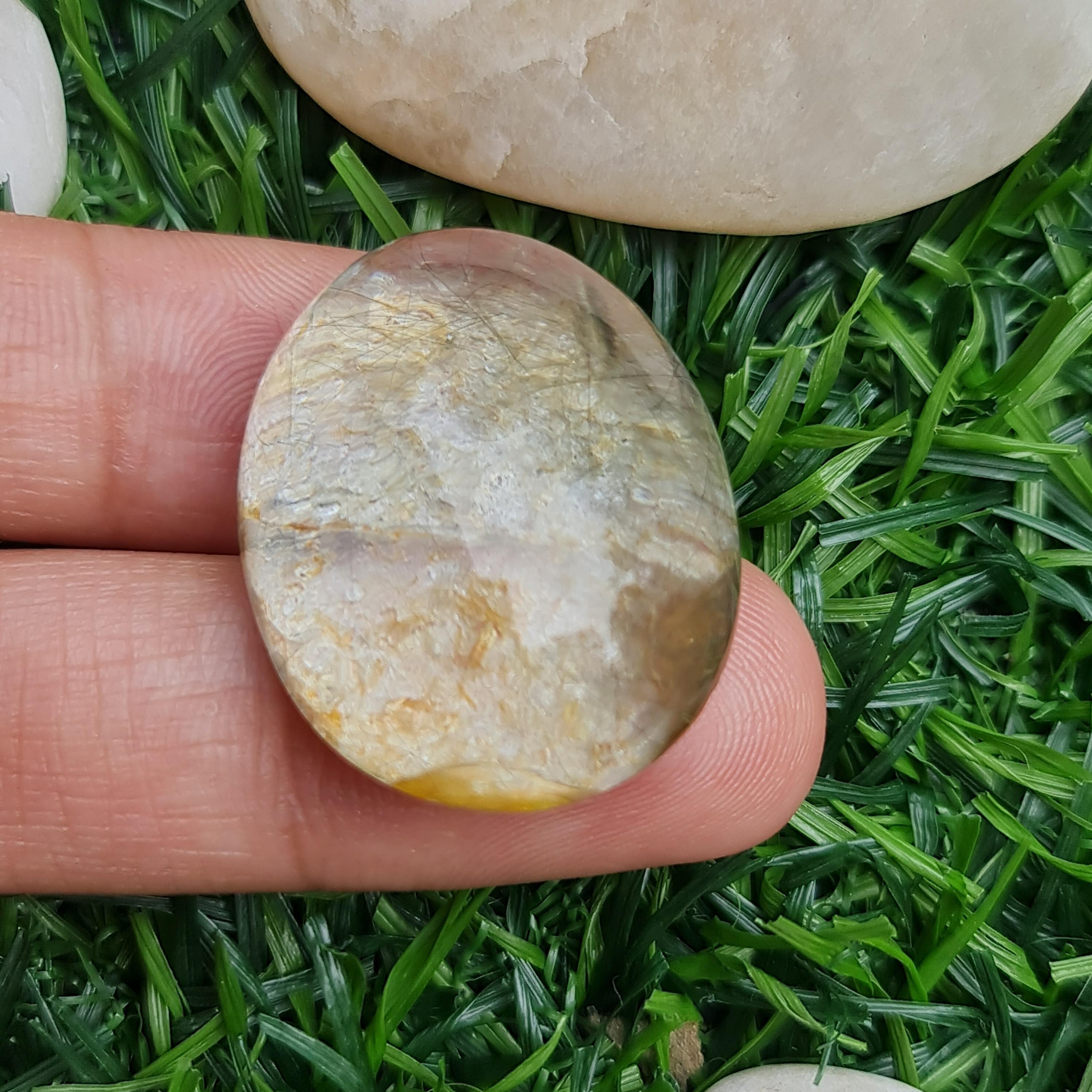 โป่งข่าม ควอตซ์ Rutilated Quartz 61.87 กะรัต Cts. พลอยแท้ อัญมณีมงคลประจําวันเกิด เครื่องประดับพลอย